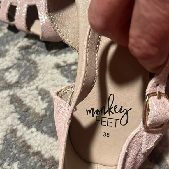Monkey feet new pink sandals. Ankle strap. Flats. Silver shimmers. - Picture 4 of 5